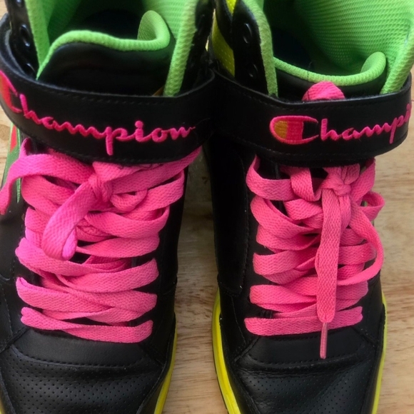 Champion   Black and Pink Sneakers with Velcro Closure Shoes - Picture 1 of 7